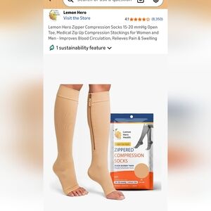 Tan Zippered Compression Socks